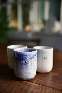 Luz blue mug in earthenware to drink long coffee