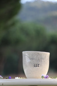 Tasse beige Luz en faïence pour boire du café long