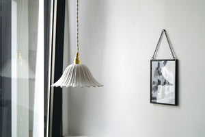 Beja pendant light in white craquelé earthenware by Luz Editions