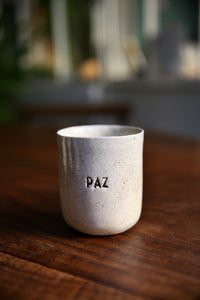 Beige mug in glazed earthenware named Paz to drink long coffee by Luz Editions
