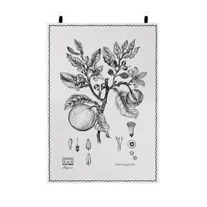 Laranjeira tea towel / wall hanging botanical illustration screen printed in linen